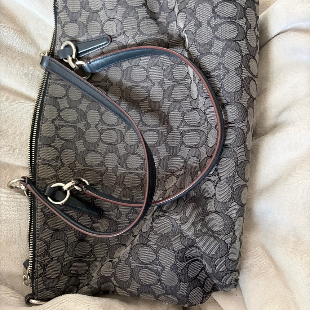 Coach Kelsey Brown Signature Canvas Tote with Matching Crossbody Pouch - Picture 9 of 14